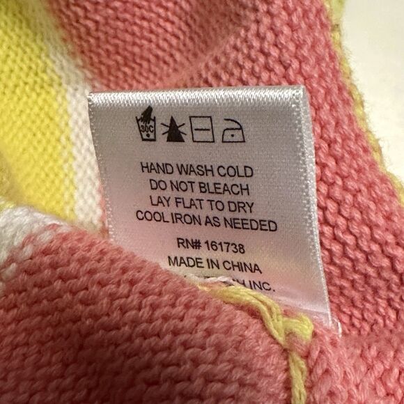 Teddy Fresh Stripe Knit Sweater Crew Neck Men's Small Pink Yellow Pink Green - Picture 7 of 9